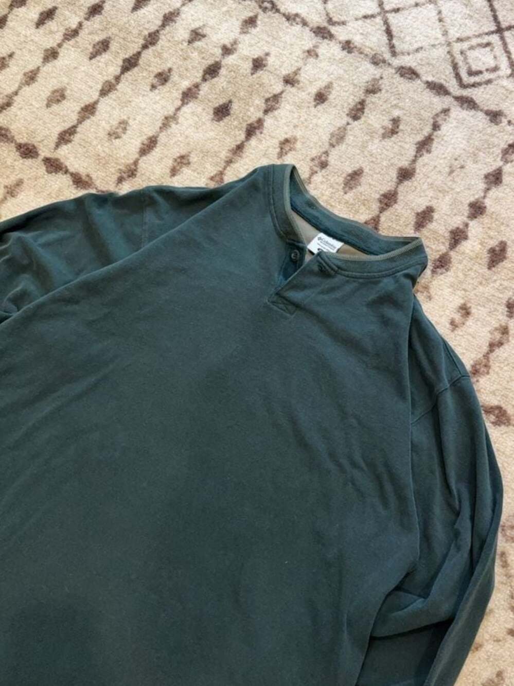 Columbia Sportswear Company Men's Long Sleeve Henley Shirt Green Size XL